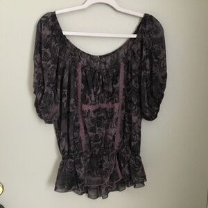 Guess Off the Shoulder Sheer Blouse